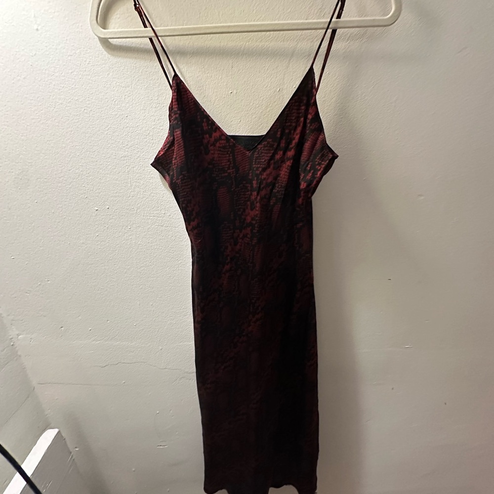 Nili Lotan Red and Black Snakeskin Silk Dress